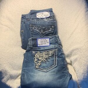 Miss Me Blue Boot Cut Jeans with Embellished Pockets